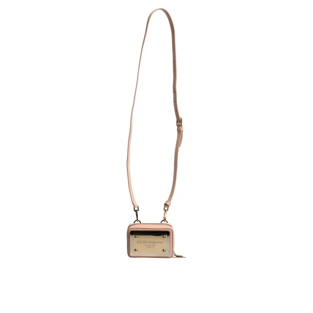 Dolce & Gabbana Nude Leather Logo Plaque Crossbody Bag - Picture 6 of 8
